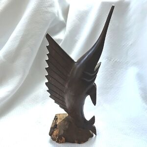 Vintage, Hand-carved Ironwood Statue of a Swordfish or Marlin